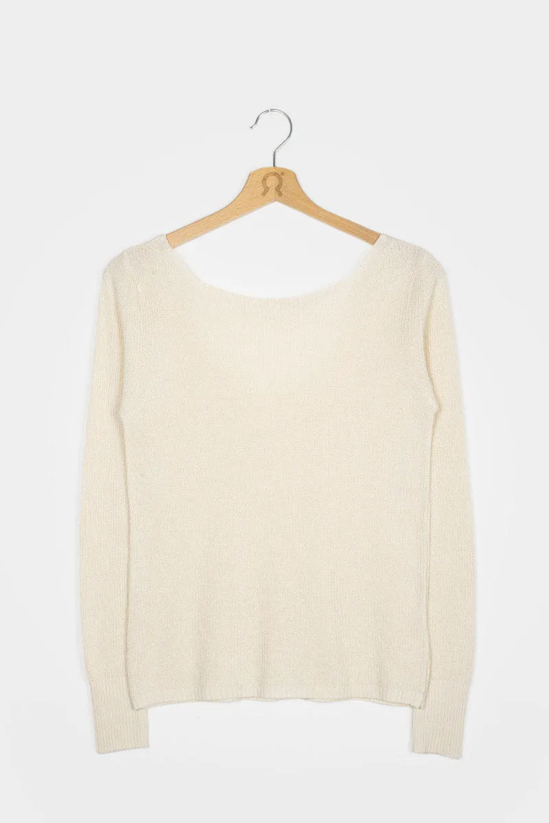 LAST ONE in XL - Recycled Silk 2-sided Sweater Giselle - Off White