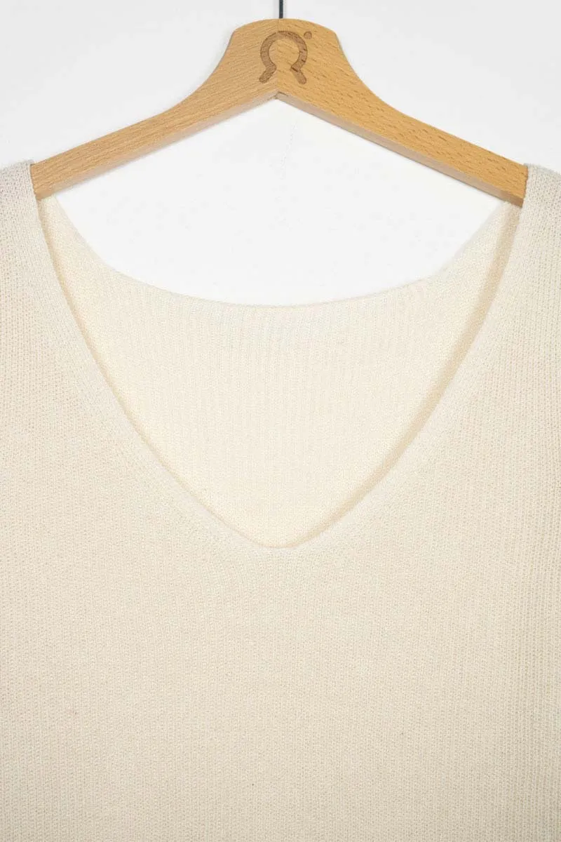 LAST ONE in XL - Recycled Silk 2-sided Sweater Giselle - Off White