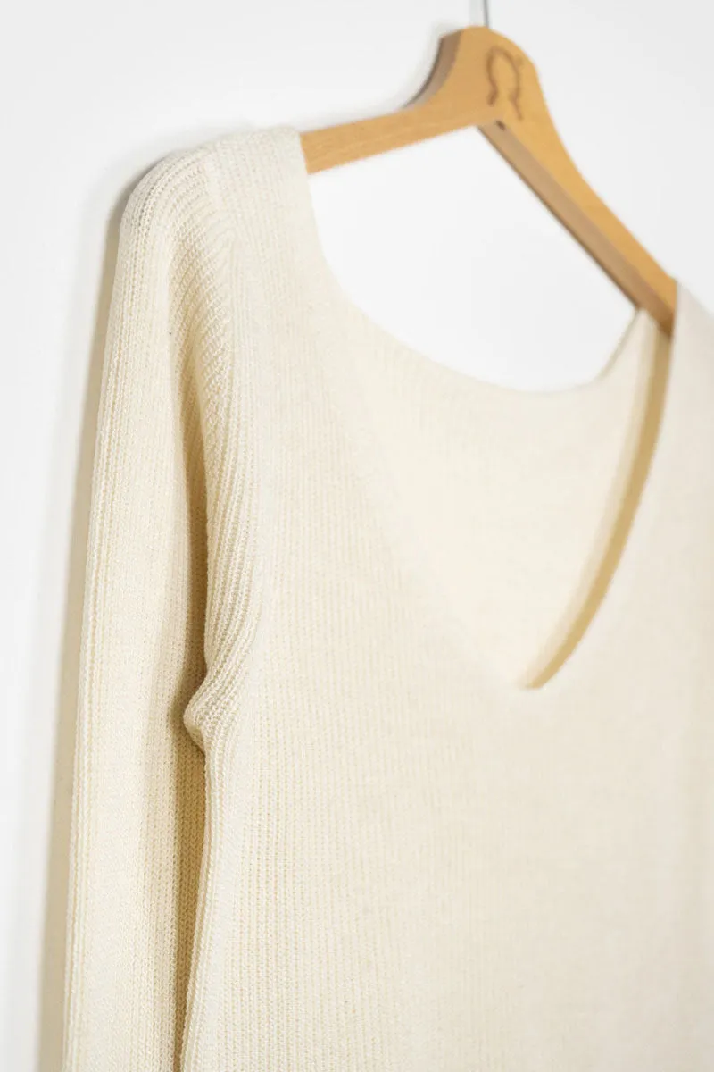 LAST ONE in XL - Recycled Silk 2-sided Sweater Giselle - Off White