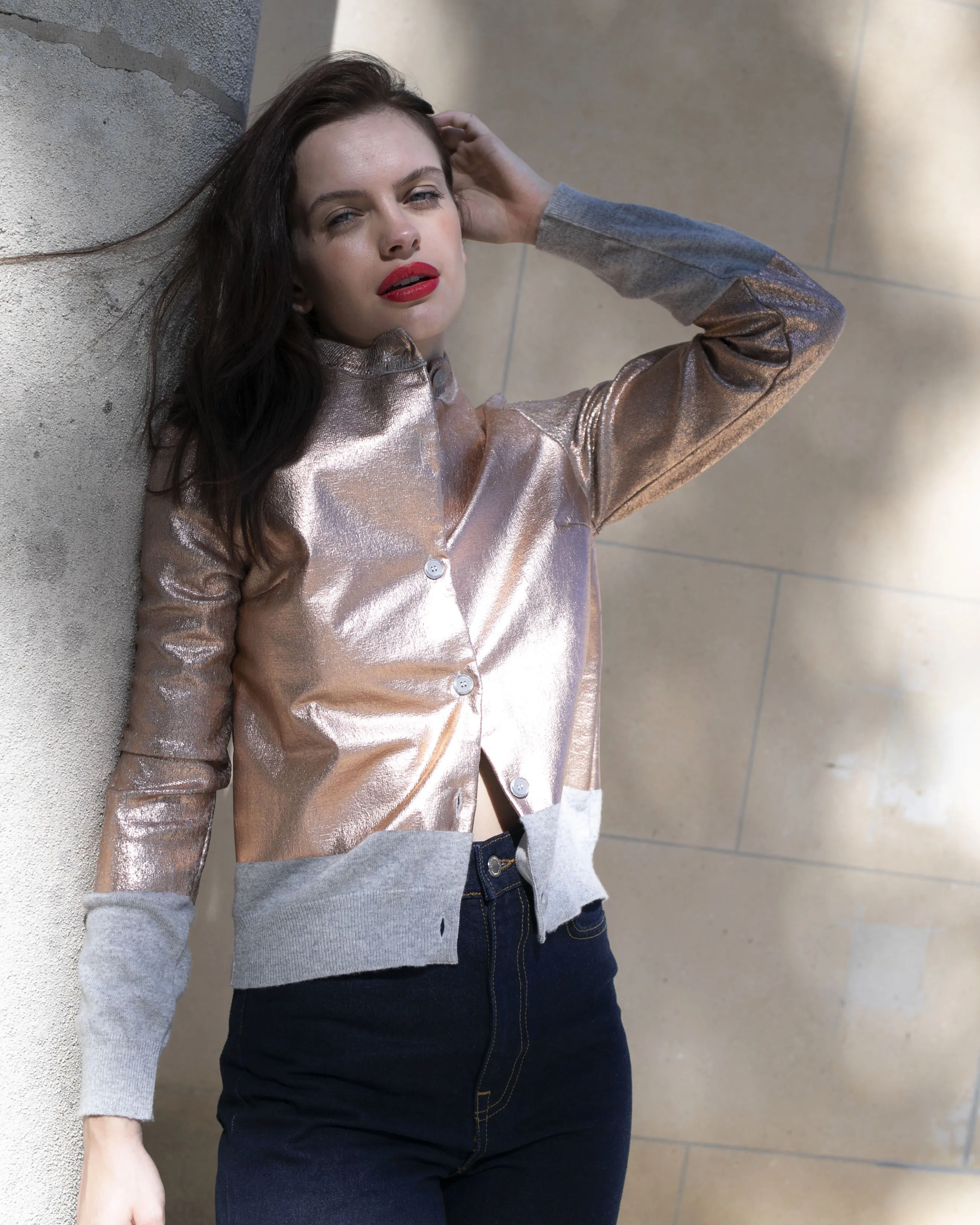 Lux Cardigan Gris Cuivre
