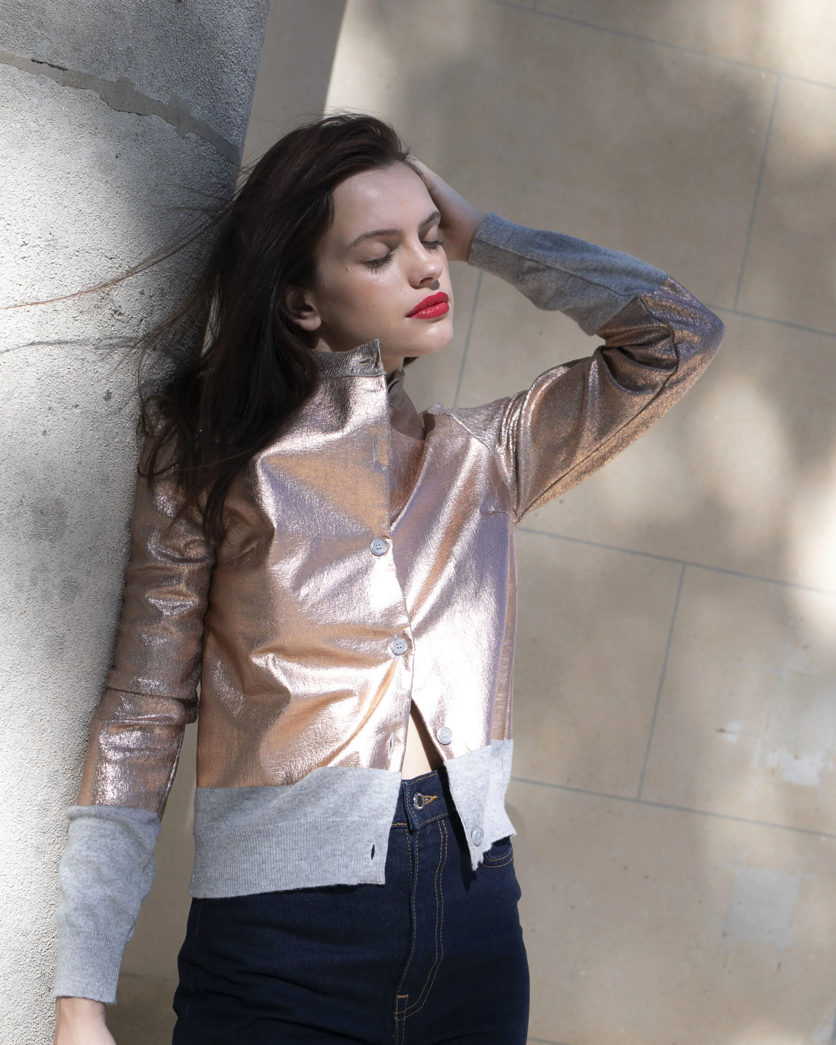Lux Cardigan Gris Cuivre