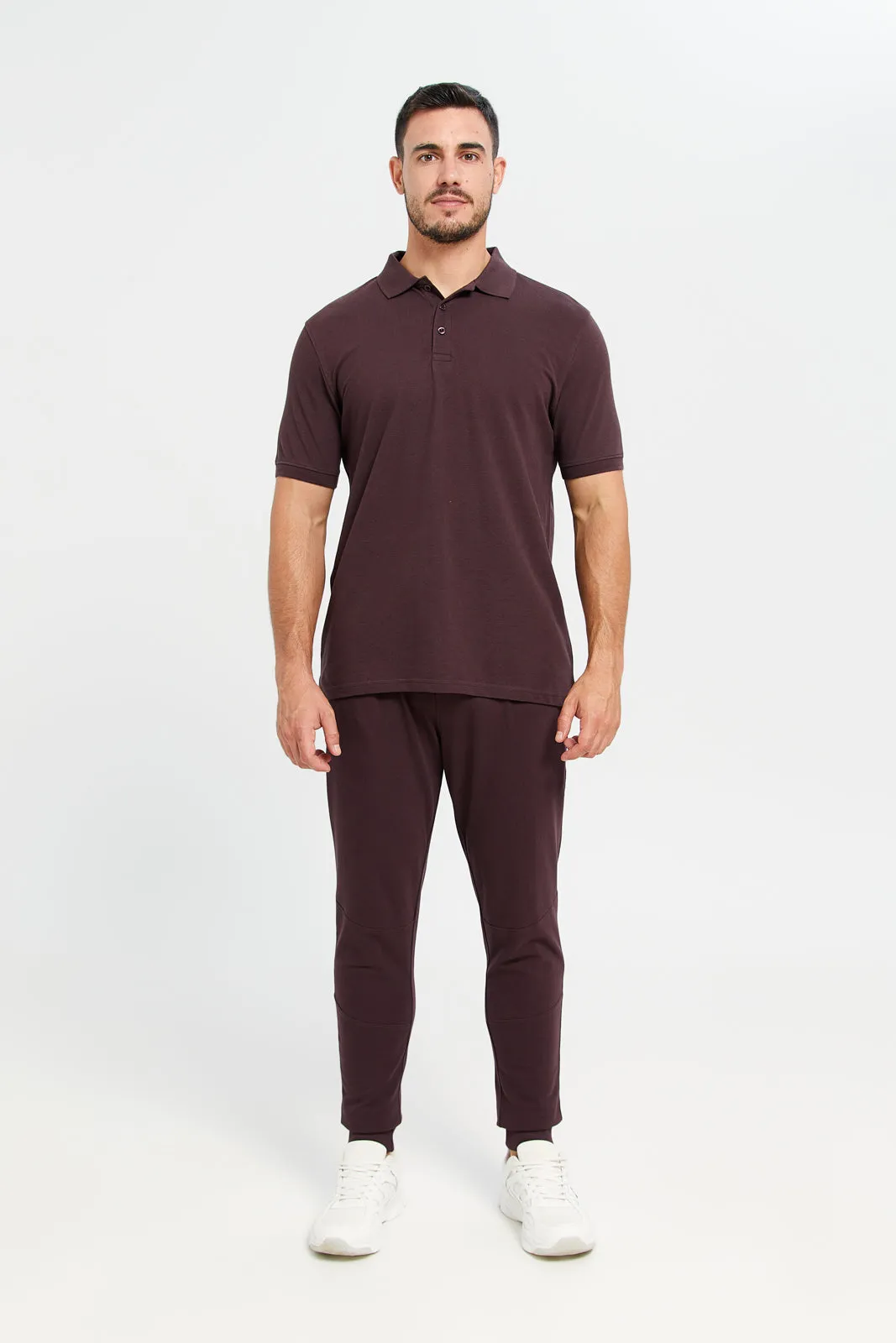 Men Burgundy Jogger Pants
