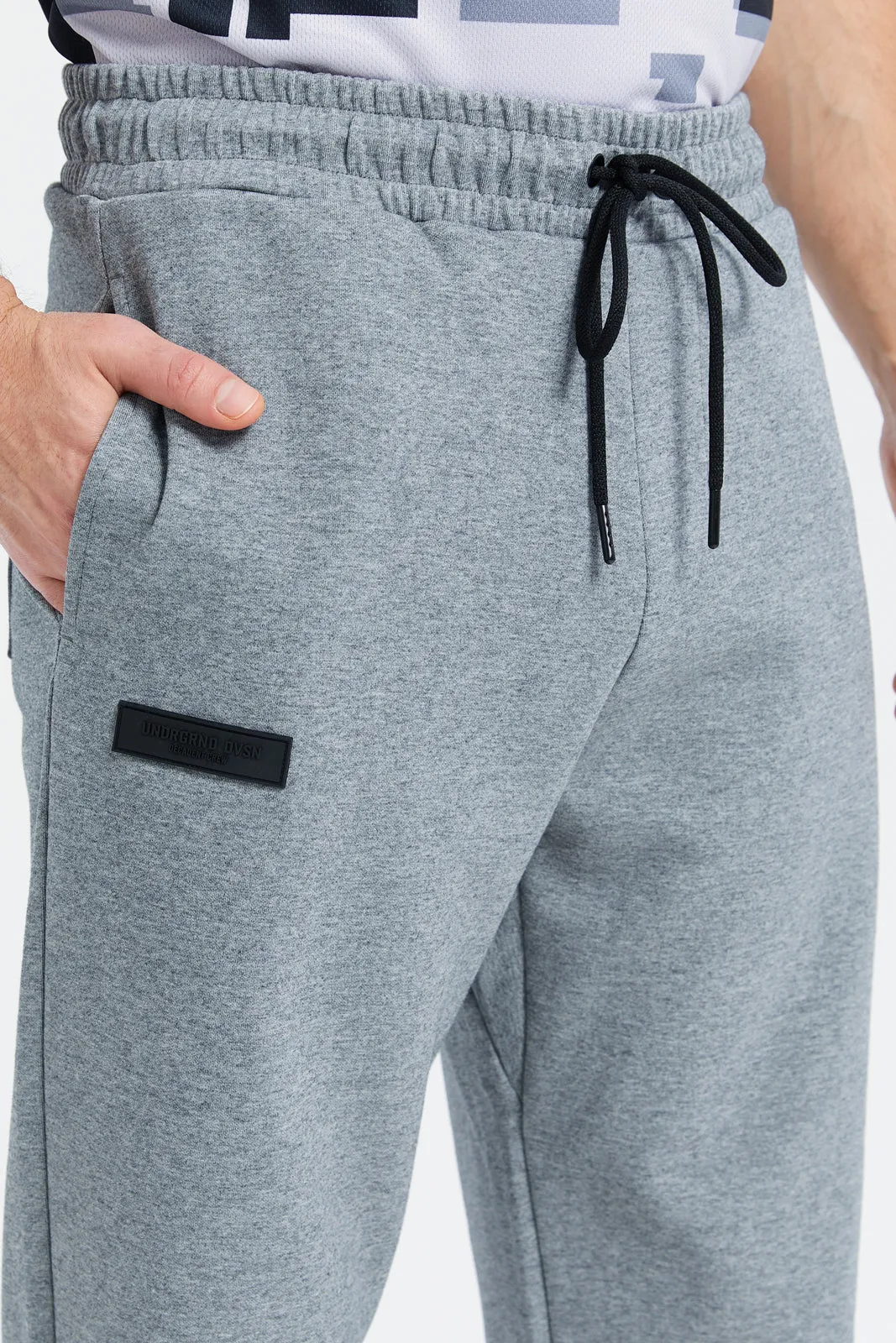 Men Charcoal Joggers With Logo