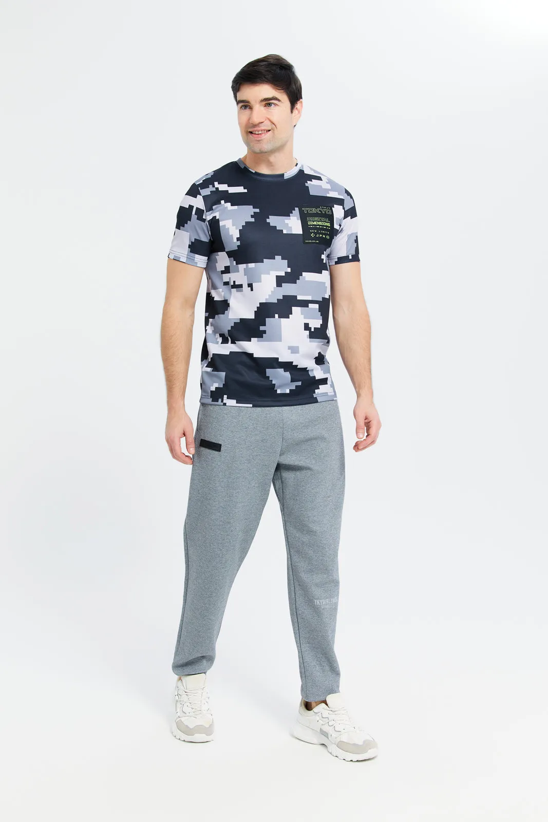 Men Charcoal Joggers With Logo