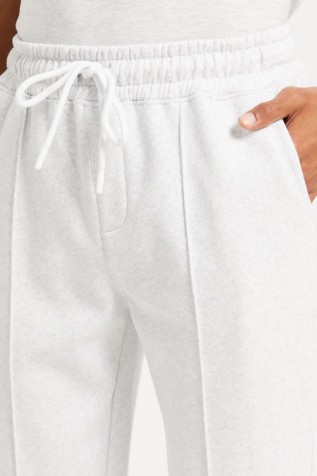 Men Ecru Fleece Active Pants