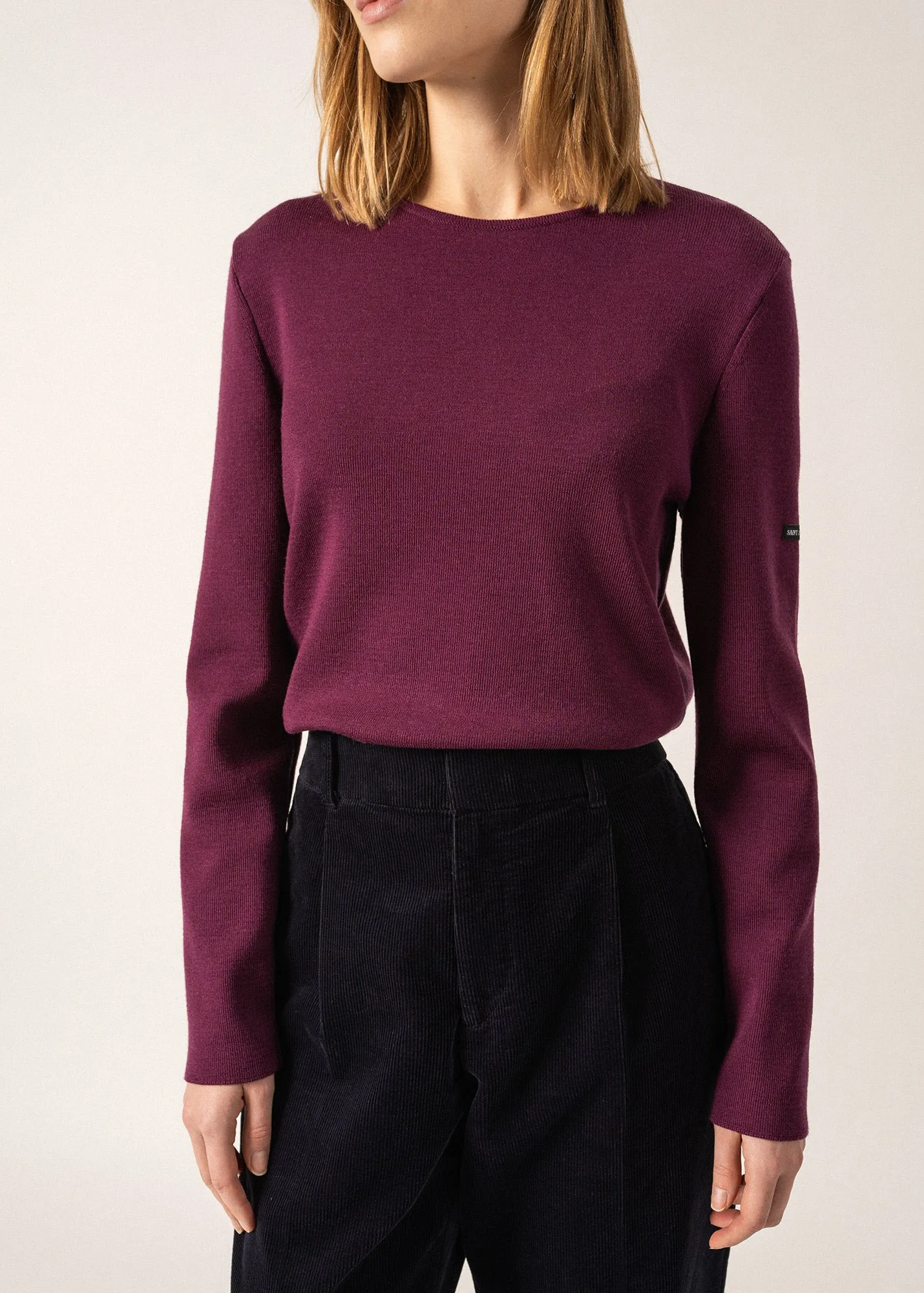 Molène fine jumper - in wool, round neck (PRUNE)