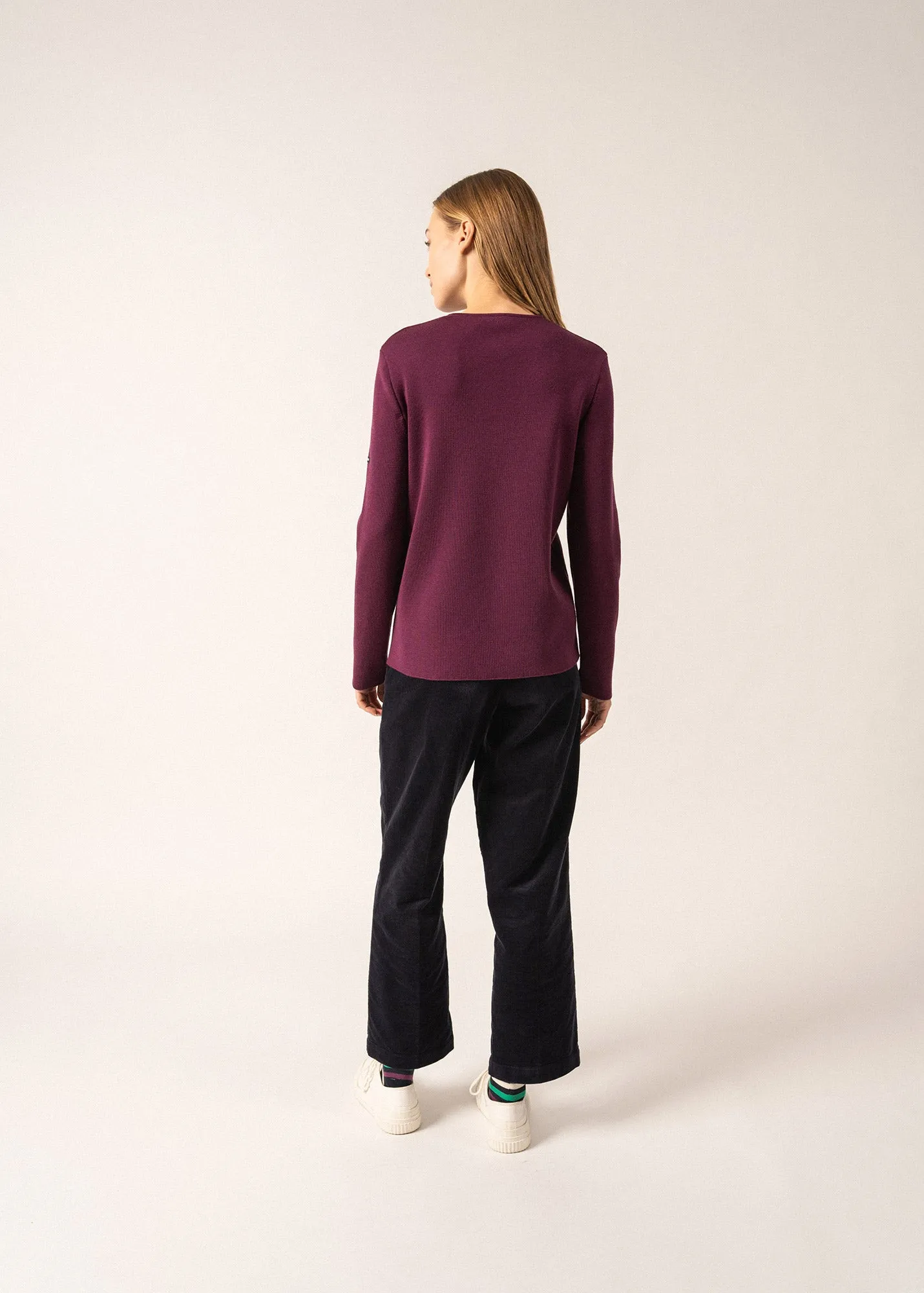 Molène fine jumper - in wool, round neck (PRUNE)