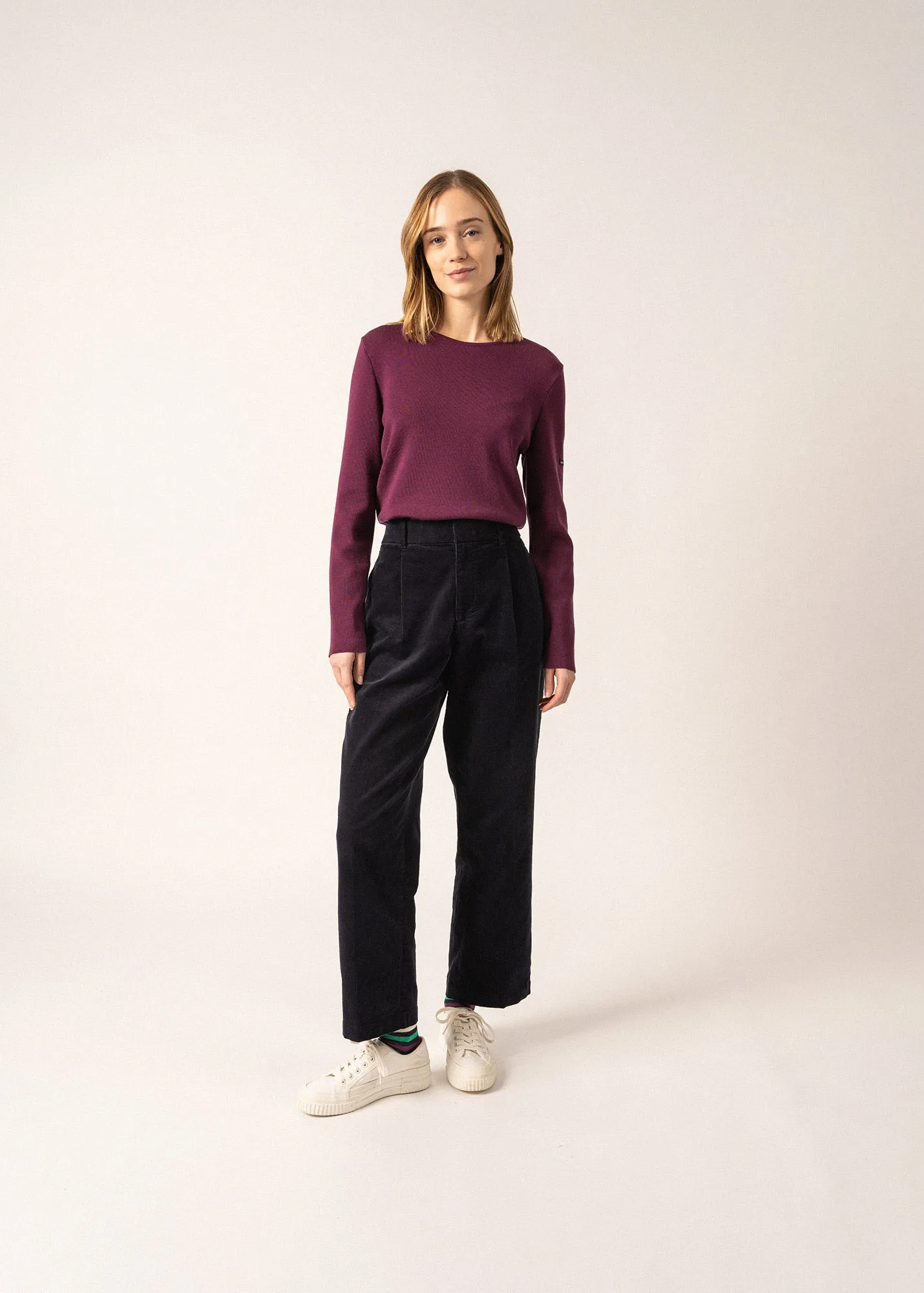 Molène fine jumper - in wool, round neck (PRUNE)