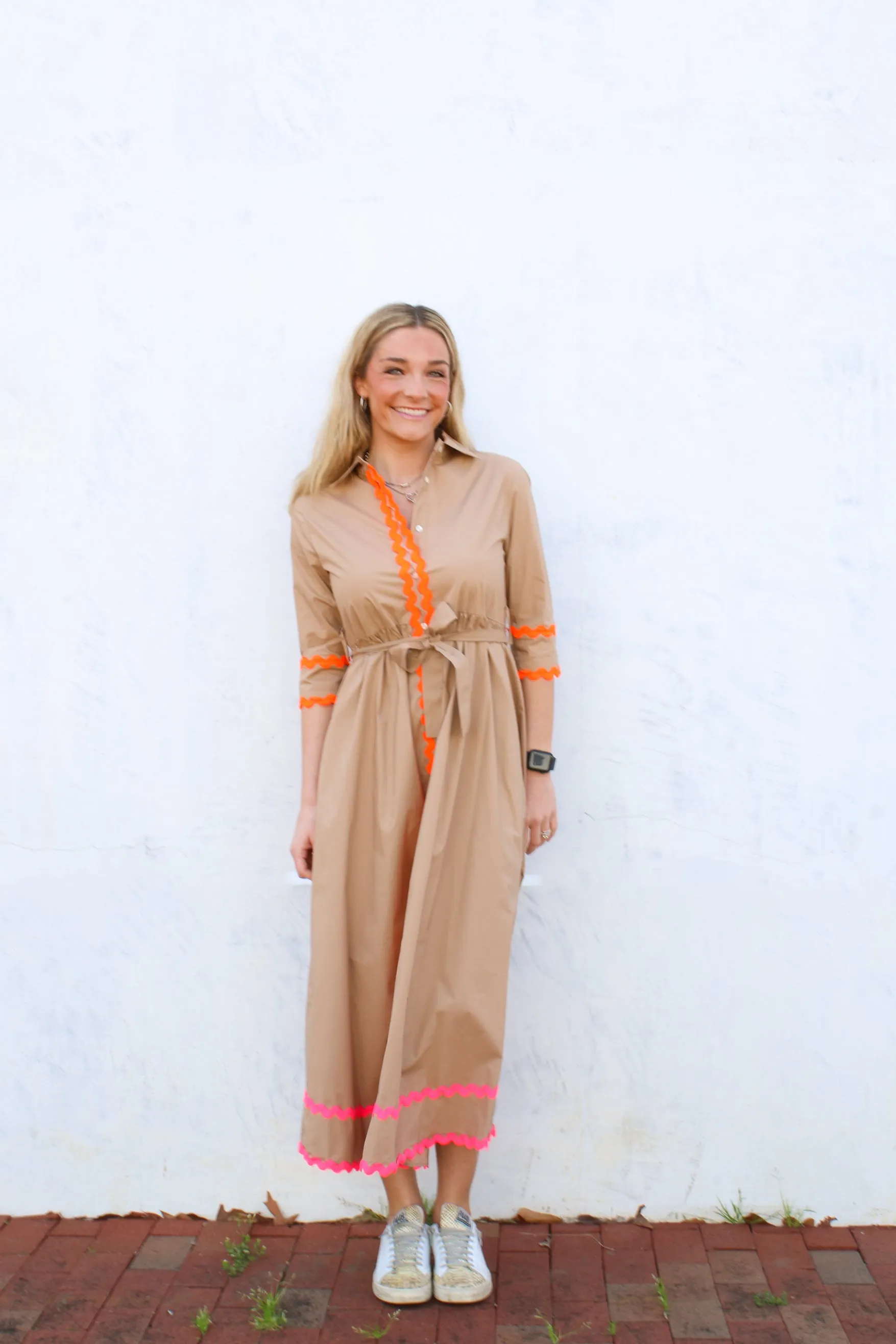 Natalia Beige Poplin Dress
