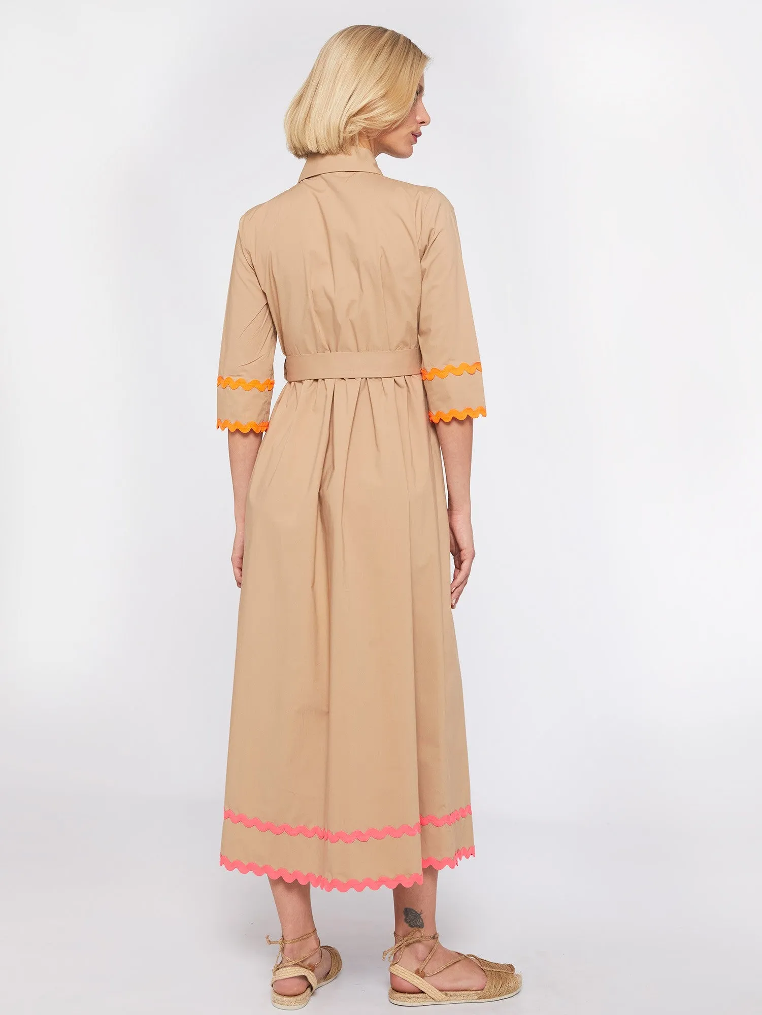Natalia Beige Poplin Dress