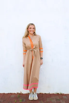 Natalia Beige Poplin Dress