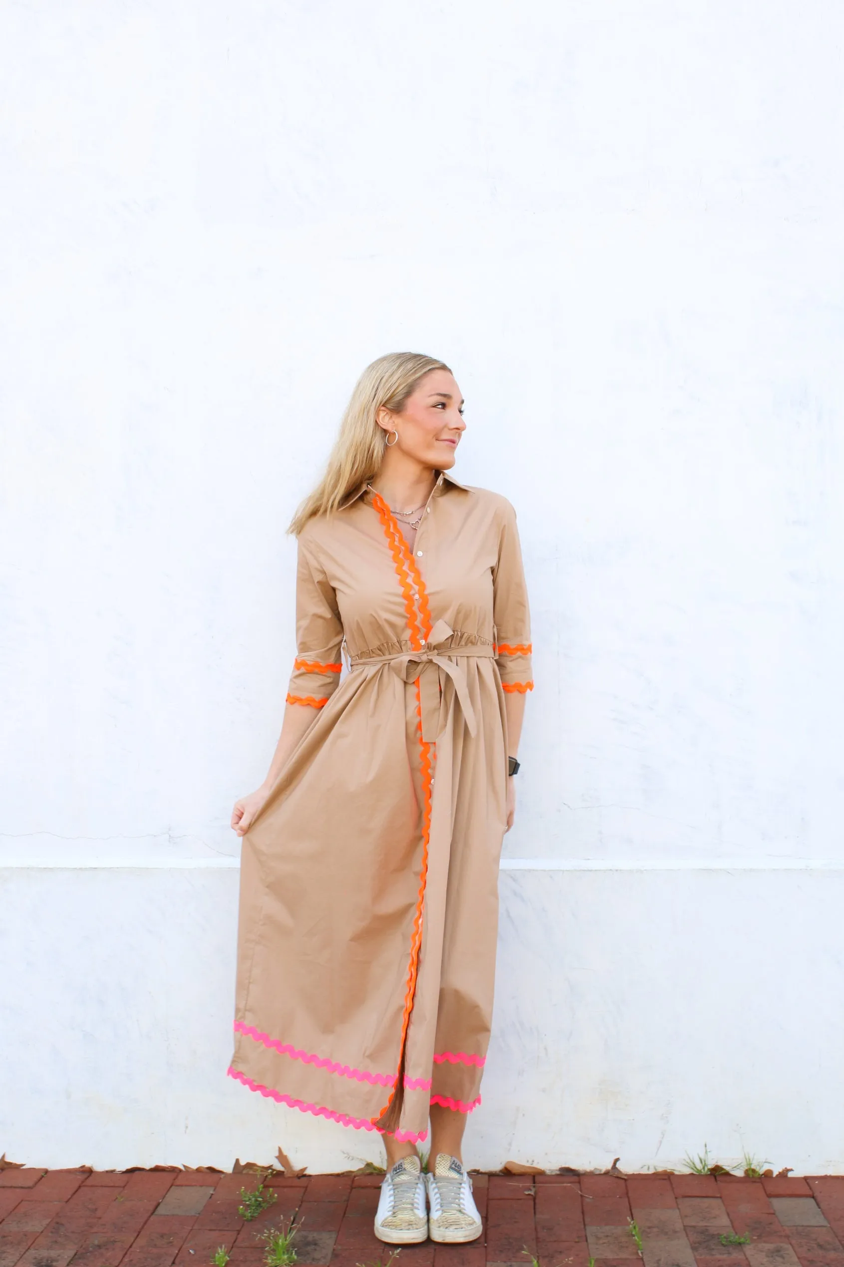 Natalia Beige Poplin Dress