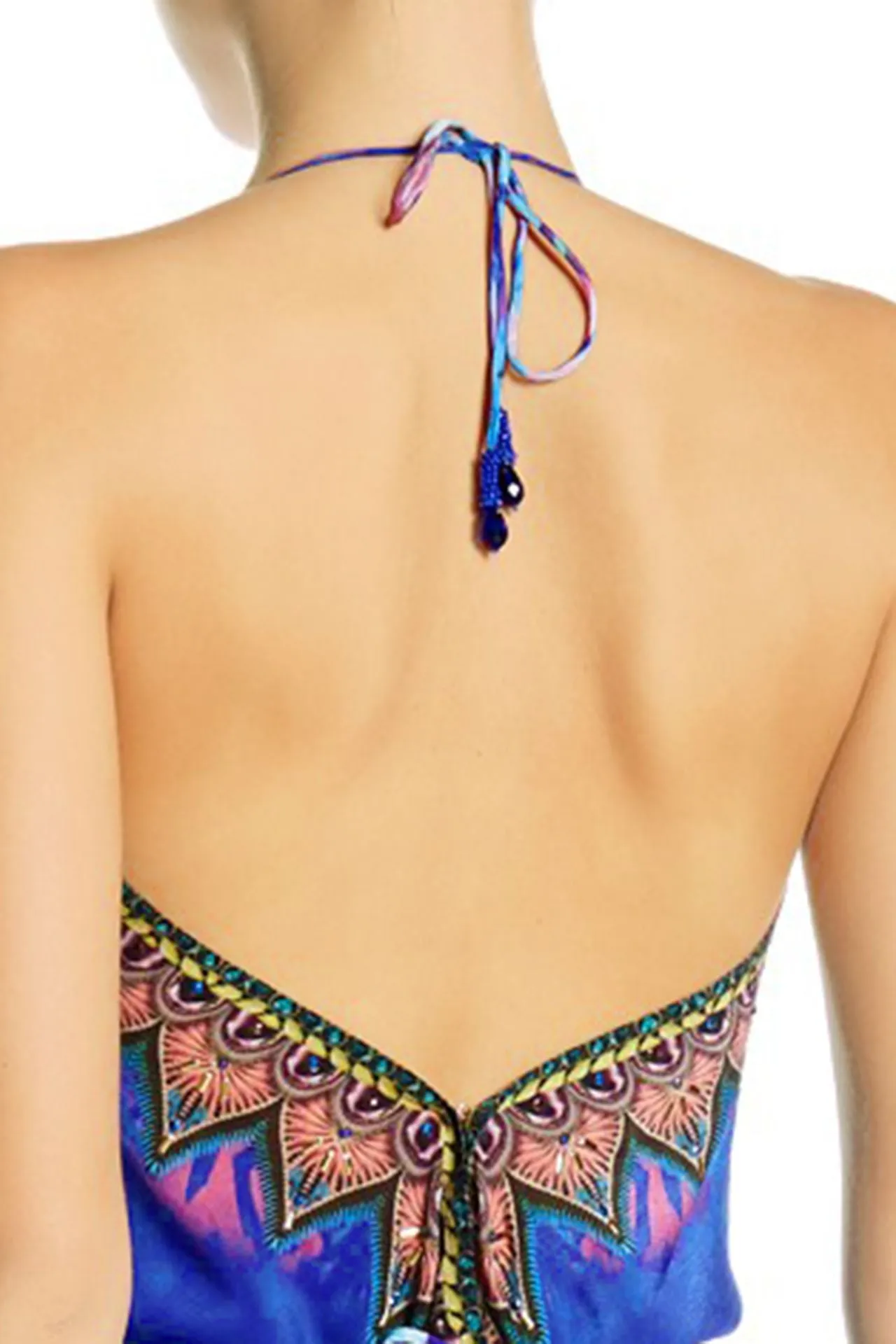 Palm Print Blue Maxi Dress