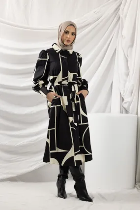 Patchwork Tie Shirt Dress