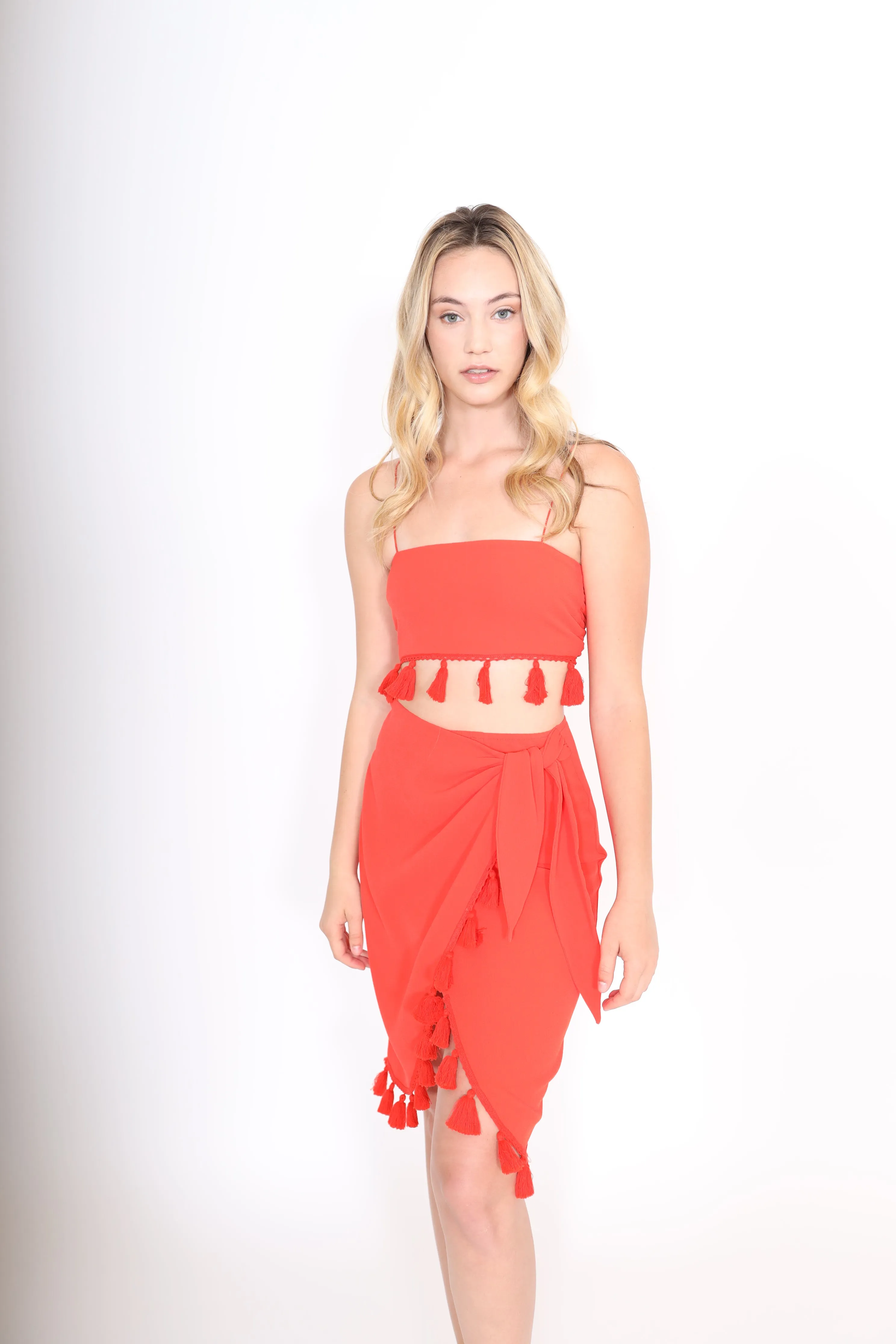 Red Tassel Tie Skirt