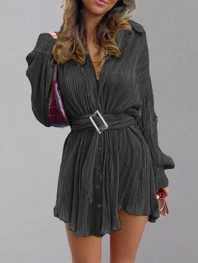 TEEK - Belt  Button Up Shirt Dress