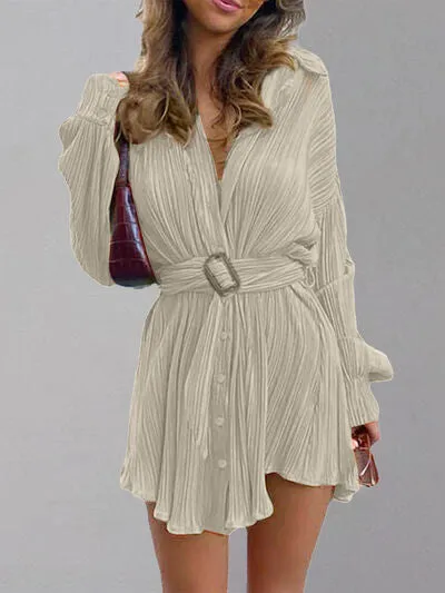 TEEK - Belt  Button Up Shirt Dress
