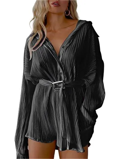 TEEK - Belt  Button Up Shirt Dress