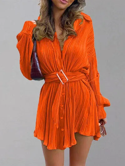 TEEK - Belt  Button Up Shirt Dress