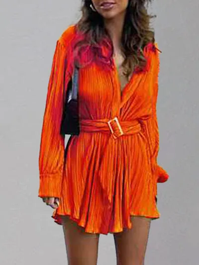 TEEK - Belt  Button Up Shirt Dress