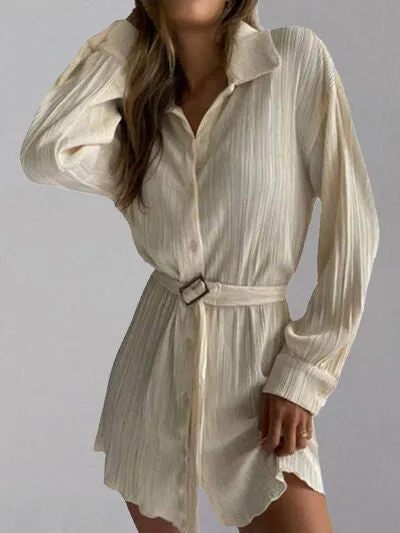 TEEK - Belt  Button Up Shirt Dress