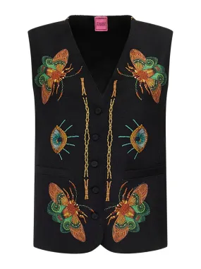 Velvet And Silk Gilet Roses And Daffodils