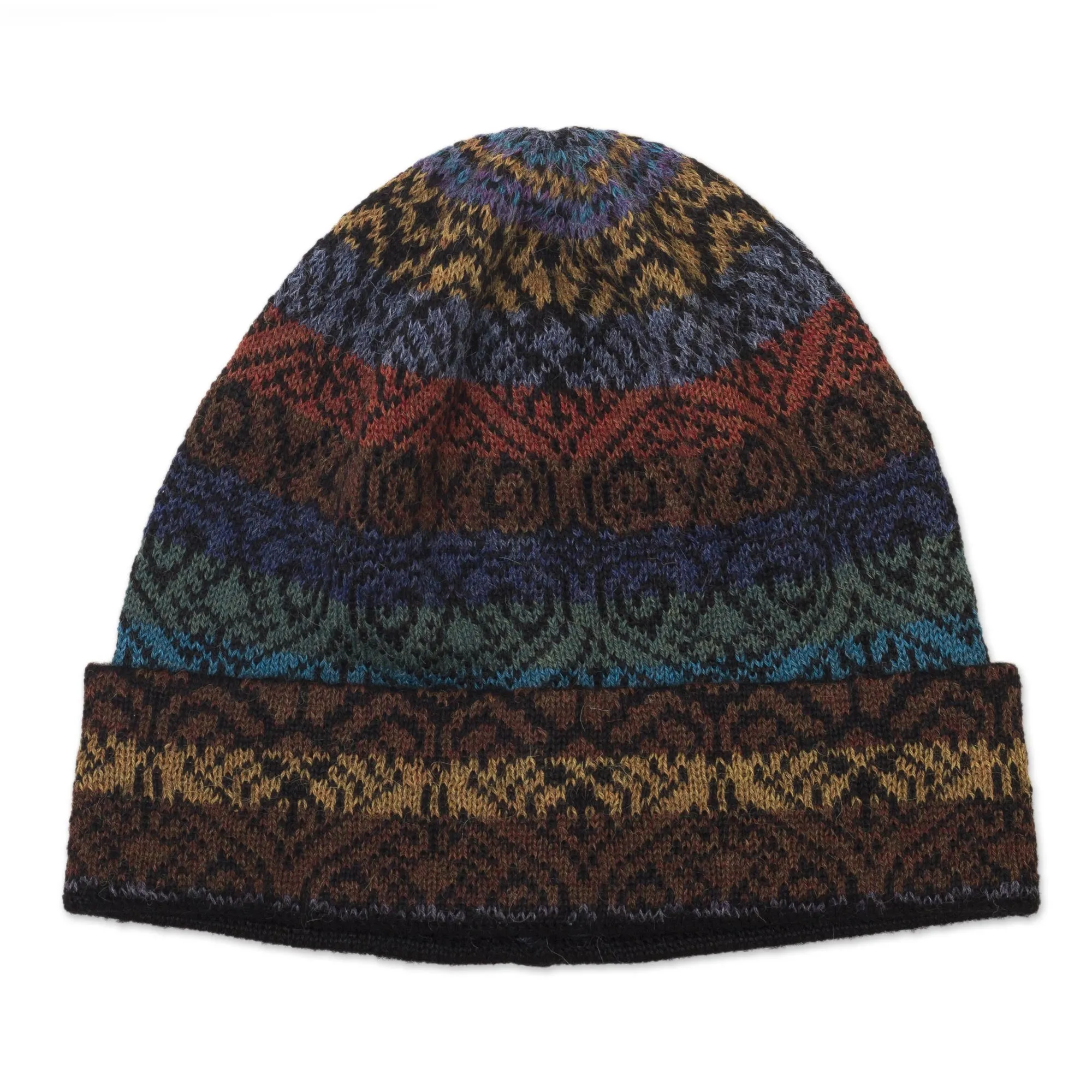 Women's Alpaca Knit Hat in Multicolor - Earth and Sky | NOVICA