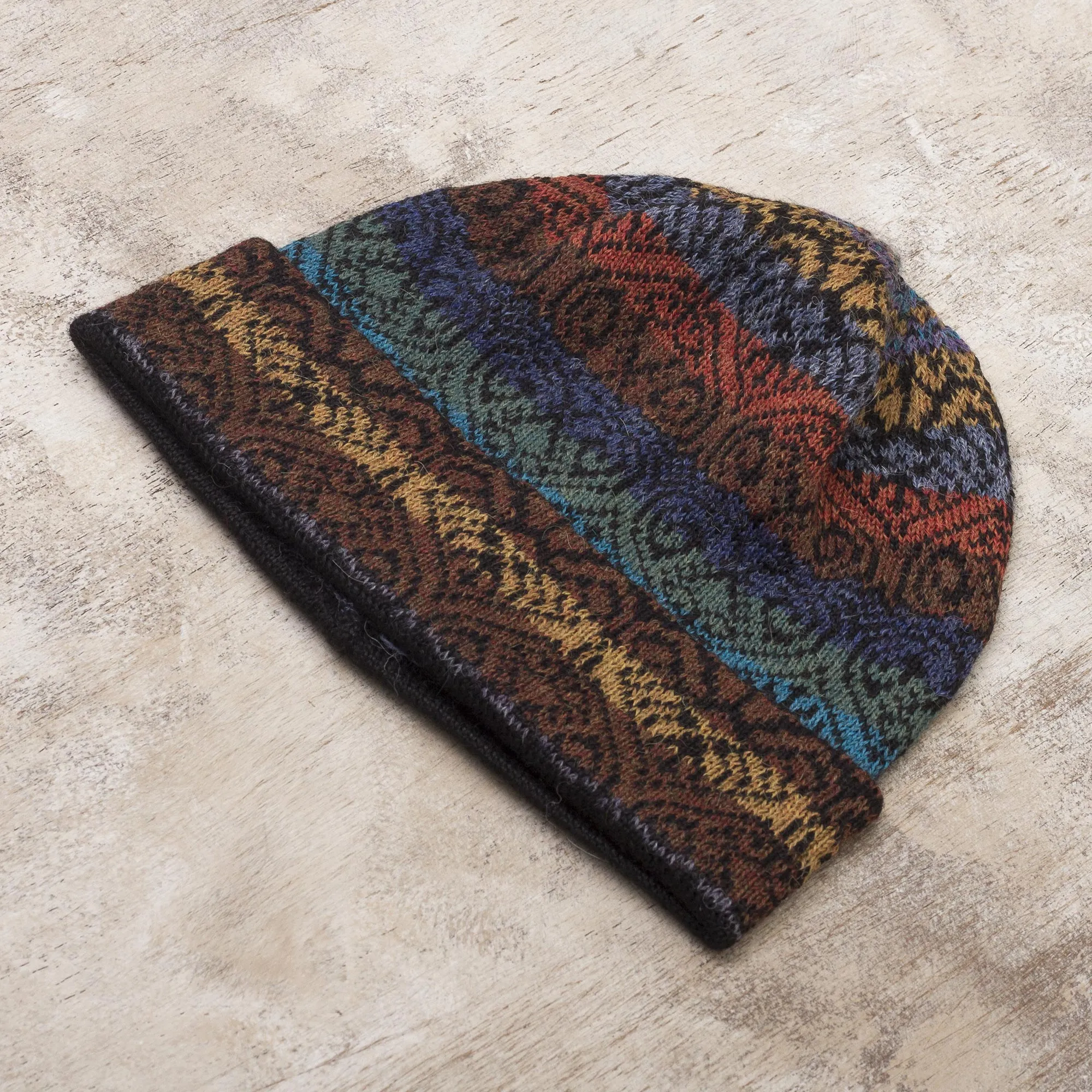 Women's Alpaca Knit Hat in Multicolor - Earth and Sky | NOVICA