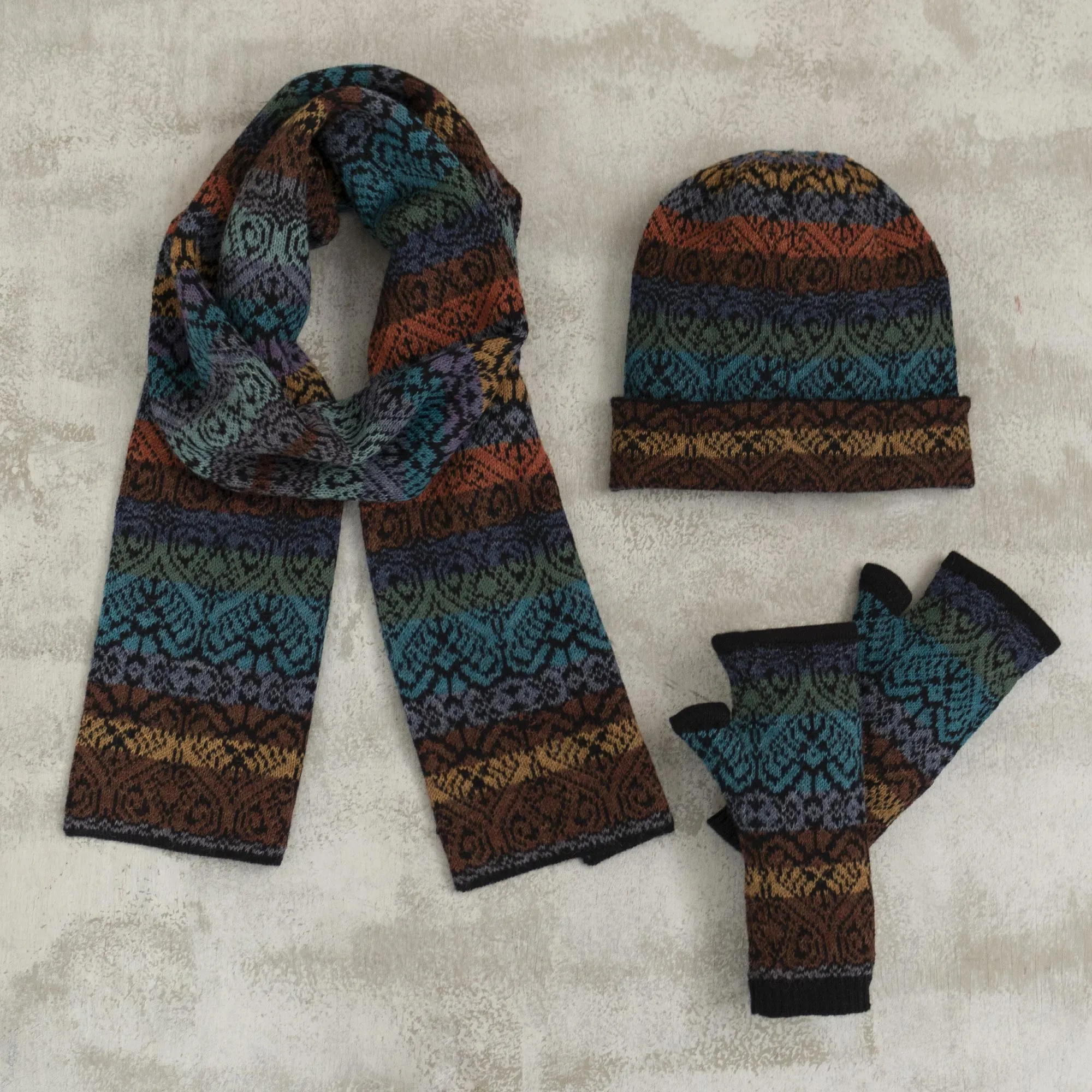 Women's Alpaca Knit Hat in Multicolor - Earth and Sky | NOVICA