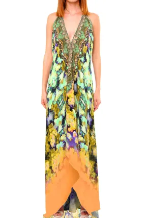Yellow Flower Print Long dress